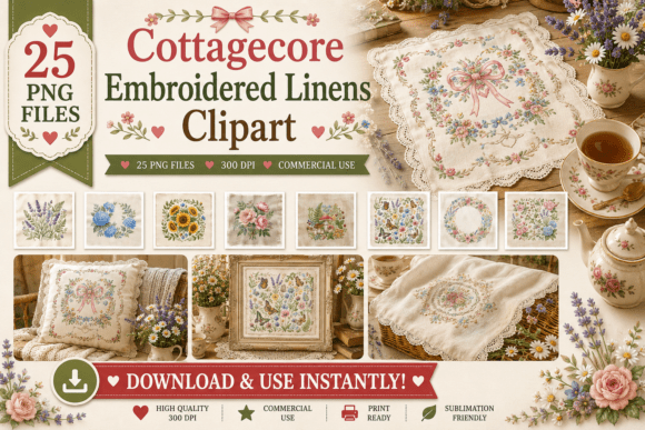 Download Cottagecore Embroidered Linens Clipart - Premium Resources
