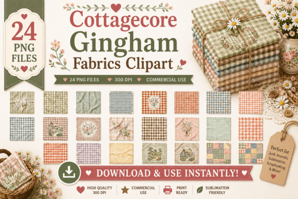 Download Cottagecore Gingham Fabrics Clipart - Premium Resources
