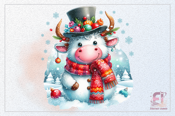 Download Christmas Cute Cow White Winter Calf PNG - Premium Resources