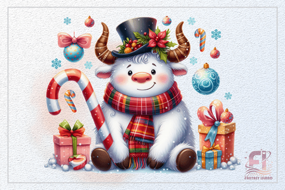 Download Christmas White Winter Cow Cute Calf PNG - Premium Bundle