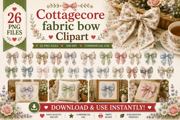 Download Cottagecore Fabric Bow Clipart - Premium Resources