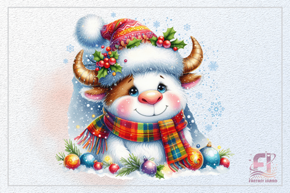 Download Christmas White Winter Cow Cute Calf PNG - Premium Resources
