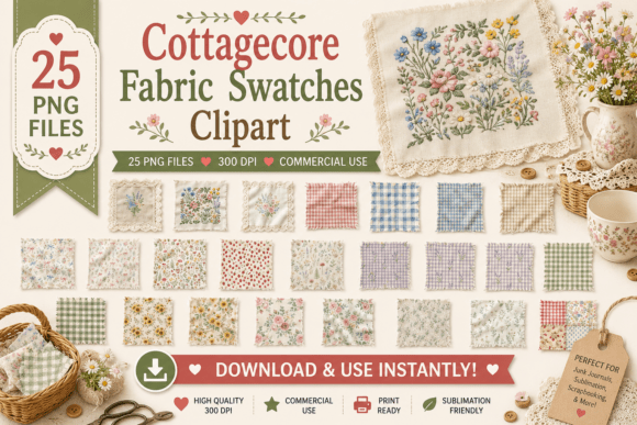 Download Cottagecore Fabric Swatches Clipart - Premium Resources